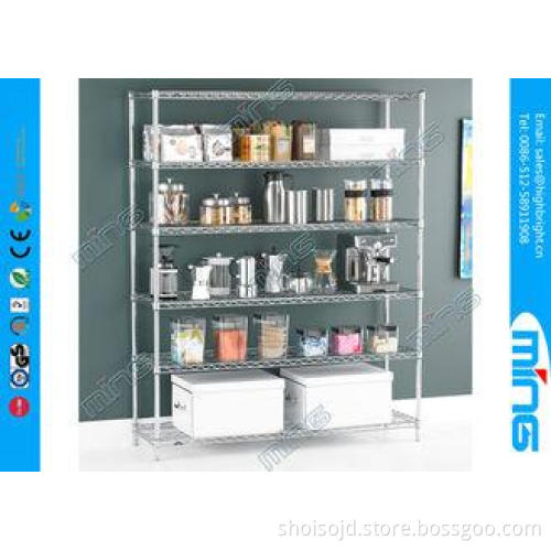 Folding Mesh Mobile Wire Shelving Silver for Cosmetic Displ